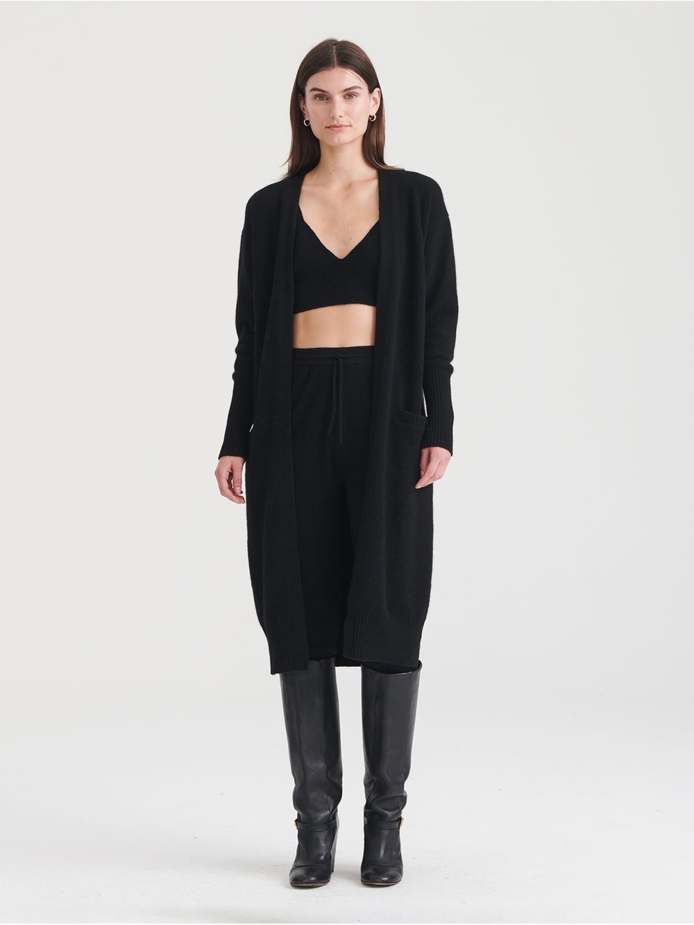 Naadam Luxe 100% Cashmere Duster Cardigan in Black